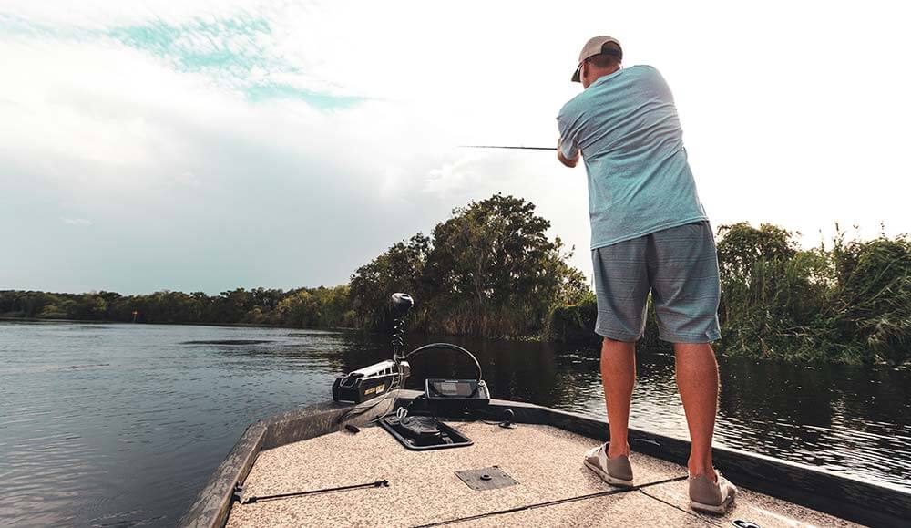 fishing on a bass boat